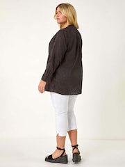 Roman Black Curve Shimmer Jacquard Blouse - Image 3 of 5