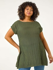 Roman Green Curve Textured Short Sleeve T-Shirt - Image 1 of 5