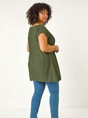 Roman Green Curve Textured Short Sleeve T-Shirt - Image 3 of 5