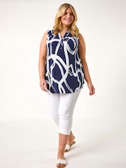Roman Blue Curve Abstract Print Vest Top - Image 2 of 5