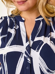 Roman Blue Curve Abstract Print Vest Top - Image 5 of 5