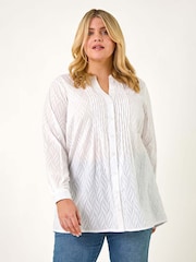 Roman White Curve Shimmer Jacquard Blouse - Image 4 of 5