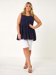 Roman Blue Curve Lace Detail Vest Top - Image 2 of 5