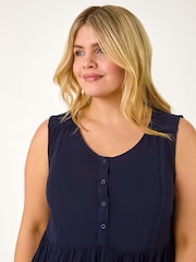 Roman Blue Curve Lace Detail Vest Top - Image 4 of 5