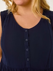 Roman Blue Curve Lace Detail Vest Top - Image 5 of 5