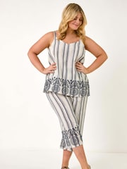 Roman Black Curve Strappy Broderie Hem Vest - Image 2 of 5