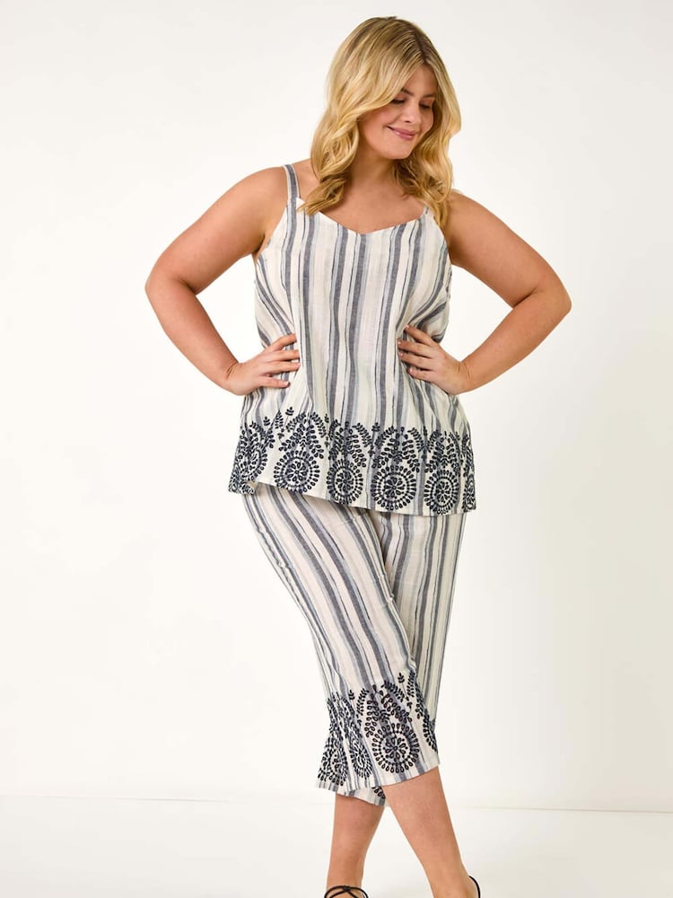 Roman Black Curve Strappy Broderie Hem Vest - Image 2 of 5