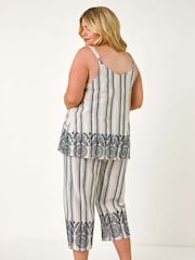 Roman Black Curve Strappy Broderie Hem Vest - Image 3 of 5