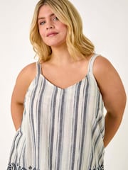 Roman Black Curve Strappy Broderie Hem Vest - Image 4 of 5