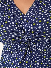 Roman Blue Curve Abstract Twist Front Midi Dress - Image 5 of 5