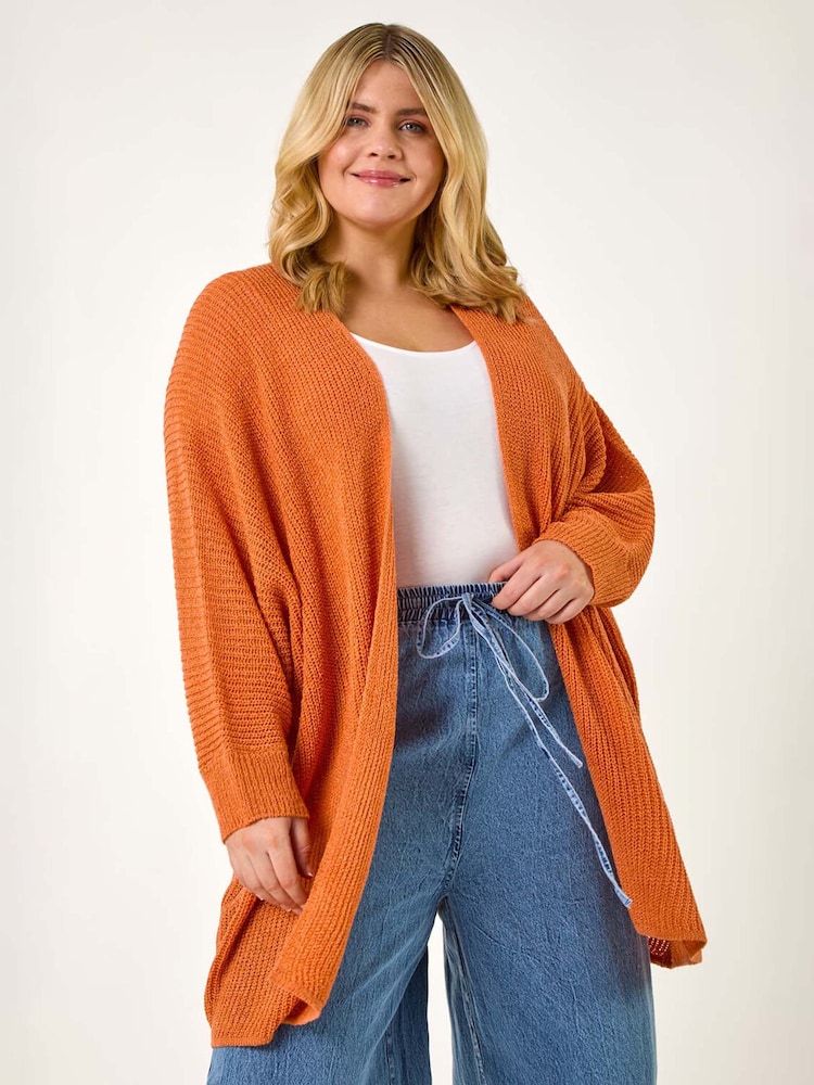 Oranžna - Roman Curve Light Weight Knit Cardigan - Slika 1 iz 5