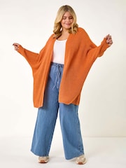 Oranžna - Roman Curve Light Weight Knit Cardigan - Slika 2 iz 5