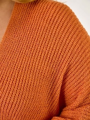 Oranžna - Roman Curve Light Weight Knit Cardigan - Slika 5 iz 5