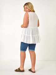 Roman White Curve Lace Detail Vest Top - Image 3 of 5