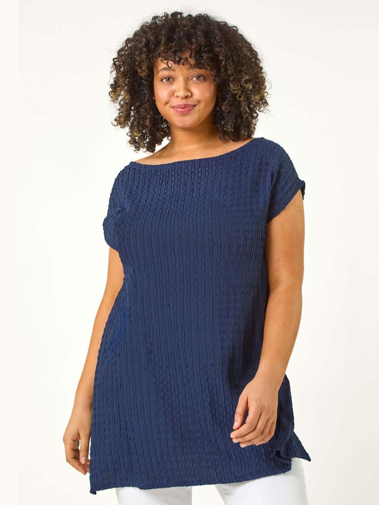 Roman Blue Curve Textured Short Sleeve T-Shirt - Image 1 of 5