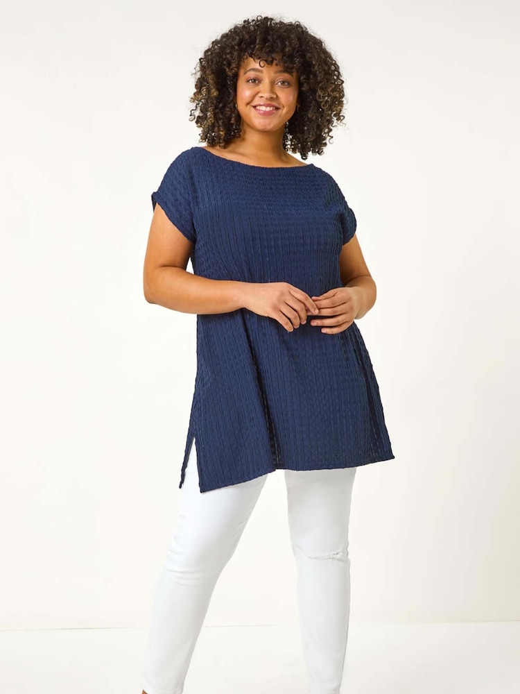 Roman Blue Curve Textured Short Sleeve T-Shirt - Image 2 of 5