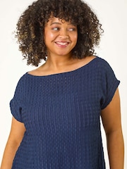 Roman Blue Curve Textured Short Sleeve T-Shirt - Image 4 of 5