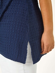 Roman Blue Curve Textured Short Sleeve T-Shirt - Image 5 of 5