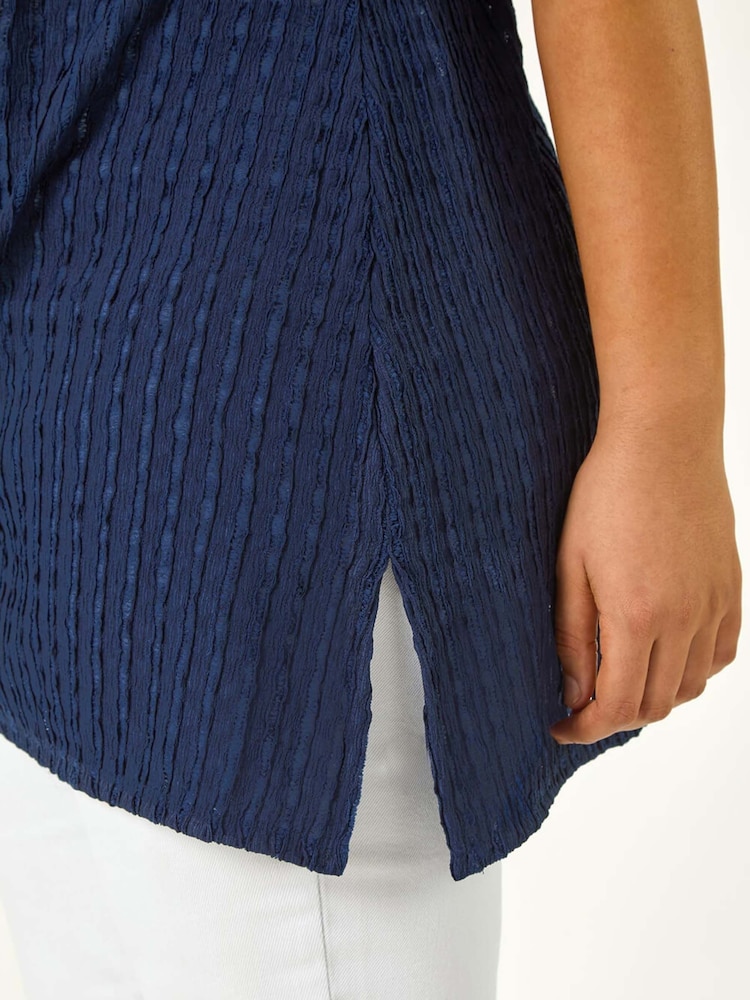 Roman Blue Curve Textured Short Sleeve T-Shirt - Image 5 of 5