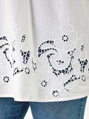 Branco - Roman Curve Floral Cut Out Woven Top - Imagem 5 de 5