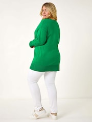 Roman Green Curve V-Neck Relaxed Jumper - Image 3 of 5