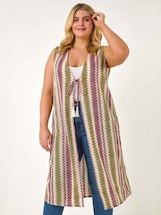 Roman Purple Curve Zig Zag Longline Waistcoat - Image 1 of 5