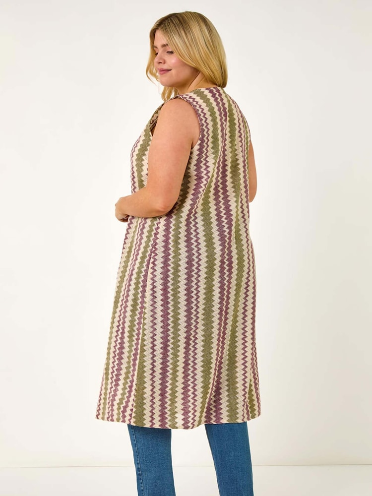 Roman Purple Curve Zig Zag Longline Waistcoat - Image 2 of 5