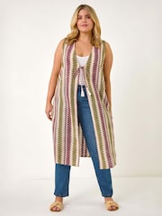 Roman Purple Curve Zig Zag Longline Waistcoat - Image 3 of 5