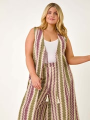 Roman Purple Curve Zig Zag Longline Waistcoat - Image 4 of 5