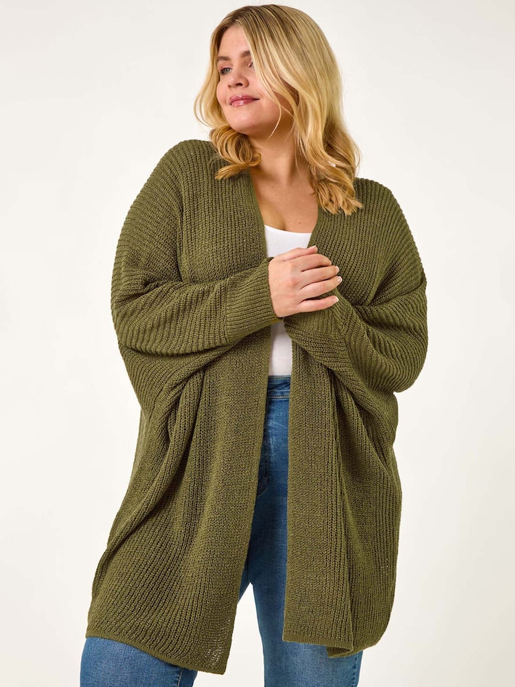 zelena - Roman Curve Light Weight Knit Cardigan - Slika 1 iz 5