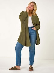 zelena - Roman Curve Light Weight Knit Cardigan - Slika 2 iz 5