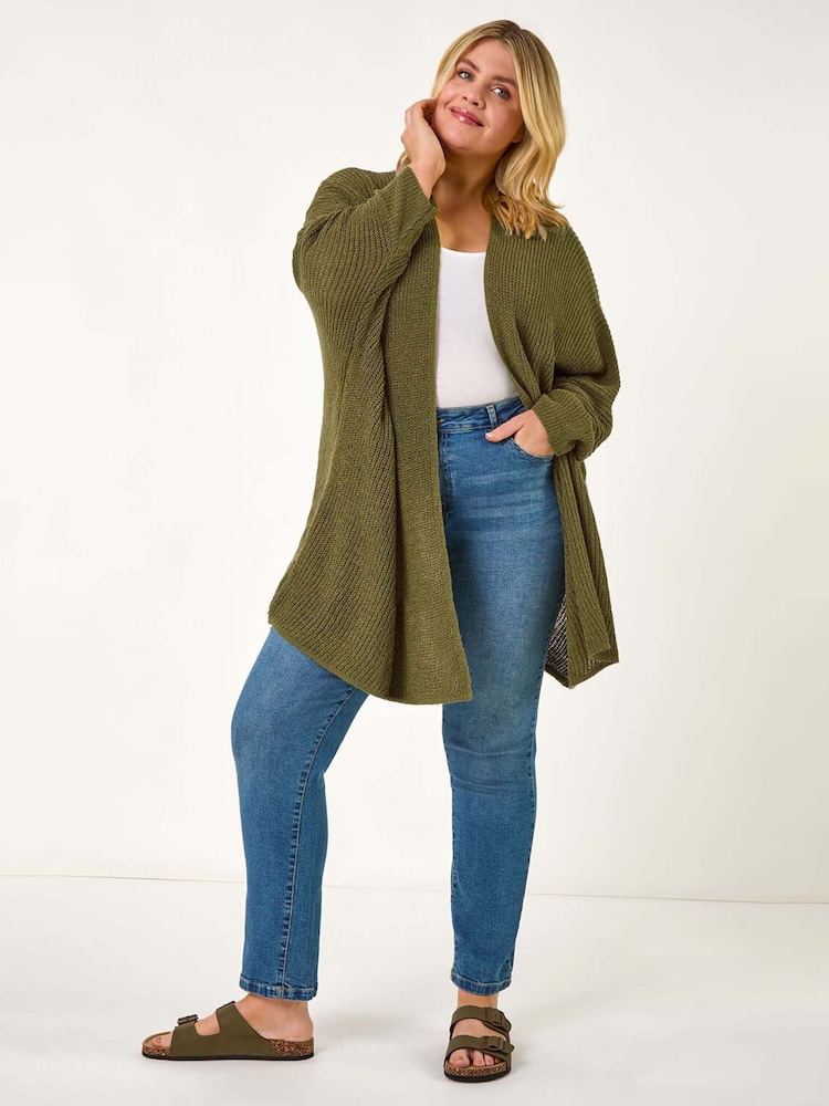 zelena - Roman Curve Light Weight Knit Cardigan - Slika 2 iz 5