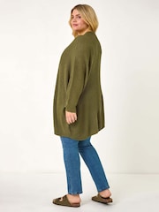 zelena - Roman Curve Light Weight Knit Cardigan - Slika 3 iz 5