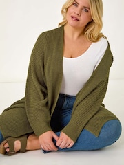 zelena - Roman Curve Light Weight Knit Cardigan - Slika 4 iz 5