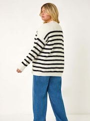 Roman Black Curve Stripe Edge to Edge Cardigan - Image 3 of 5