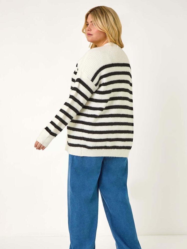 Roman Black Curve Stripe Edge to Edge Cardigan - Image 3 of 5