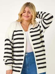 Roman Black Curve Stripe Edge to Edge Cardigan - Image 4 of 5