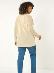 Roman Natural Curve Textured Knit V-Neck Tunic - Image 3 of 5