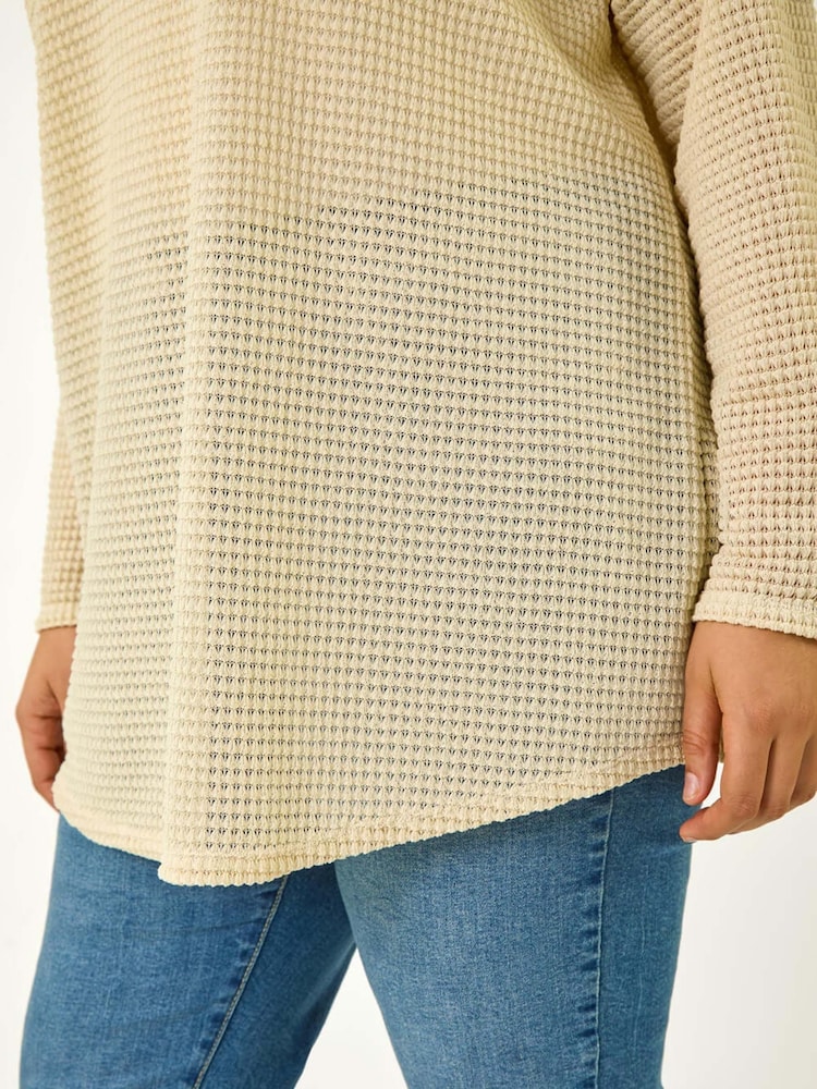 Roman Natural Curve Textured Knit V-Neck Tunic - Image 5 of 5