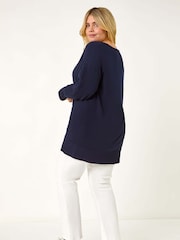 Roman Blue Curve V-Neck Relaxed Jumper - Image 3 of 5