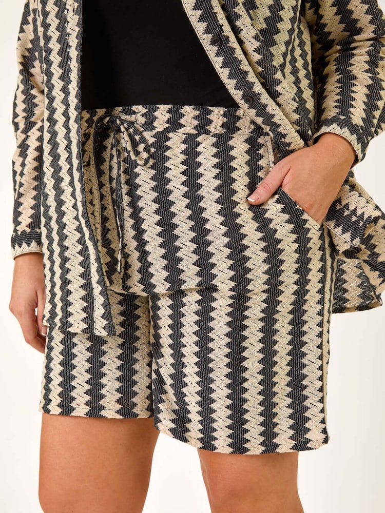 Roman Black Curve Zig Zag Tie Waist Shorts - Image 5 of 5