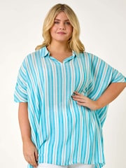 Roman Curve Stripe Popover Woven Top - Imagen 1 de 5