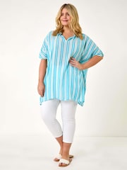 Roman Curve Stripe Popover Woven Top - Imagen 2 de 5