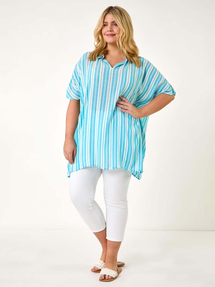 Roman Curve Stripe Popover Woven Top - Imagen 2 de 5