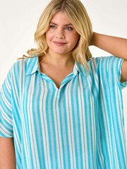 Roman Curve Stripe Popover Woven Top - Imagen 4 de 5