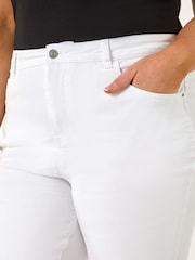 Roman White Curve Stretch Knee Length Denim Shorts - Image 5 of 5