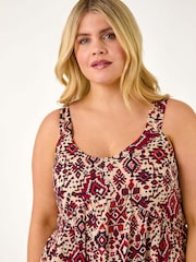 Roman Red Curve Ikat Print Vest Top - Image 4 of 5