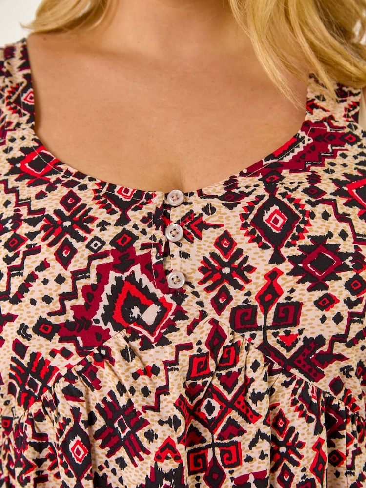 Roman Red Curve Ikat Print Vest Top - Image 5 of 5