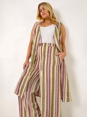 Roman Purple Curve Zig Zag Print Wide Leg Trousers - Image 1 of 5