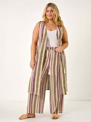 Roman Purple Curve Zig Zag Print Wide Leg Trousers - Image 2 of 5